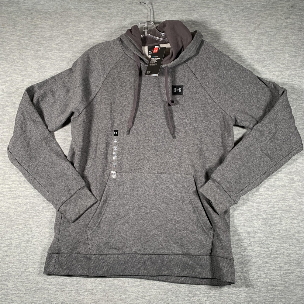 Under Armour Hoodie‎ Mens Large Gray ColdGear Fleece Pullover Sweatshirt Logo